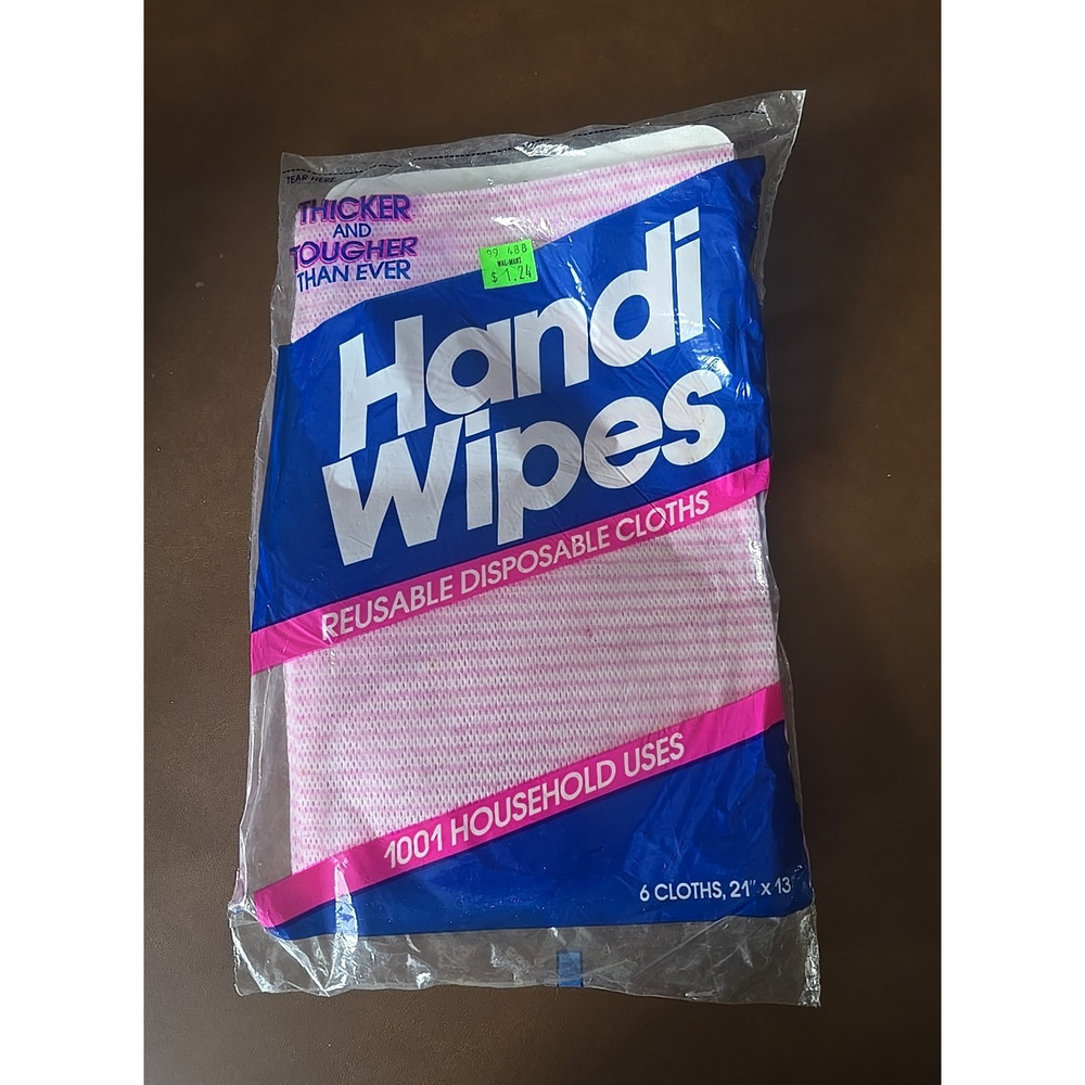 NEW Vintage Handi Wipes Pink 6 Pcs Reusable Absorbent Wiping Cloths 21"x13"